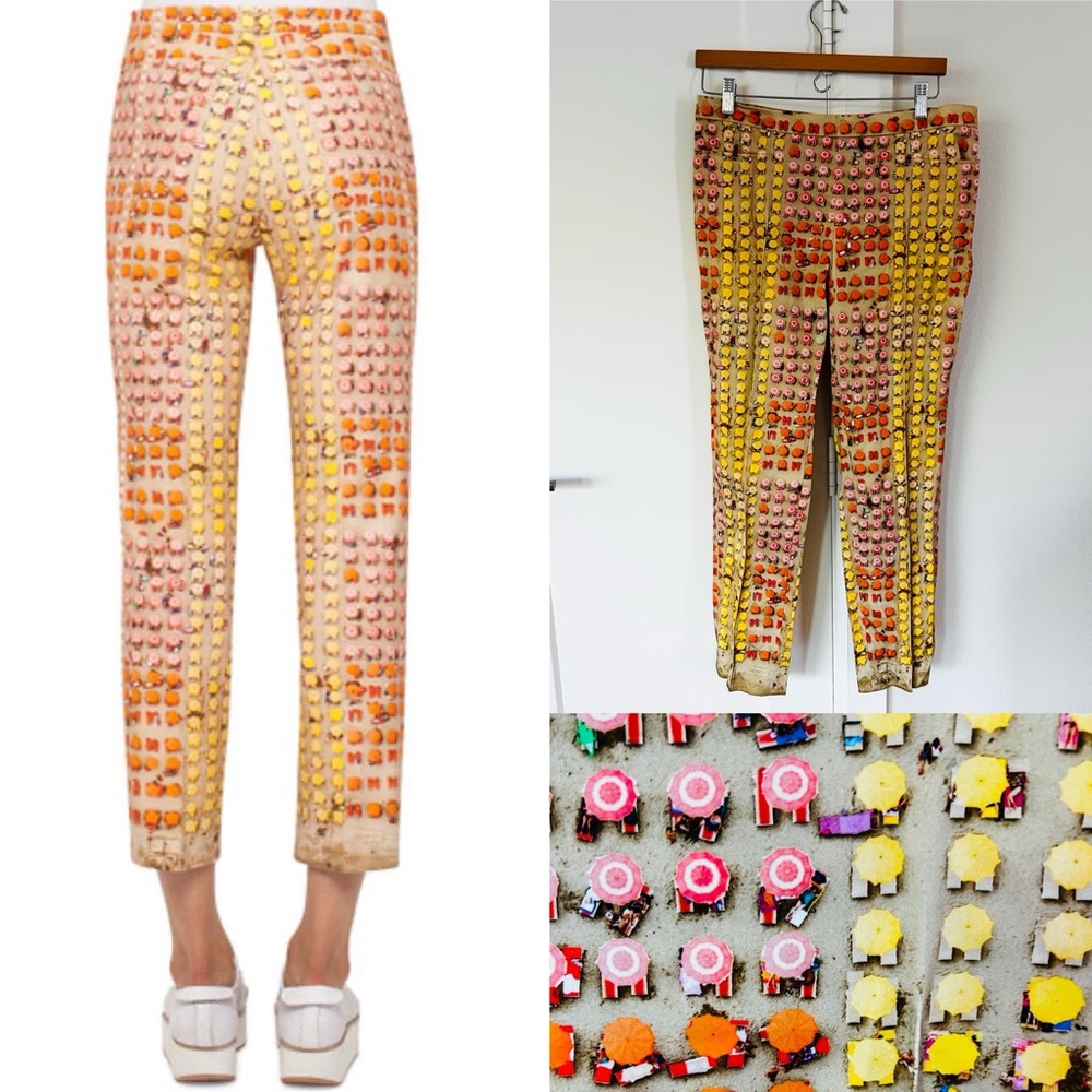 AKRIS Punto French Riviera Collection Beach Print Ankle Pants Size 8